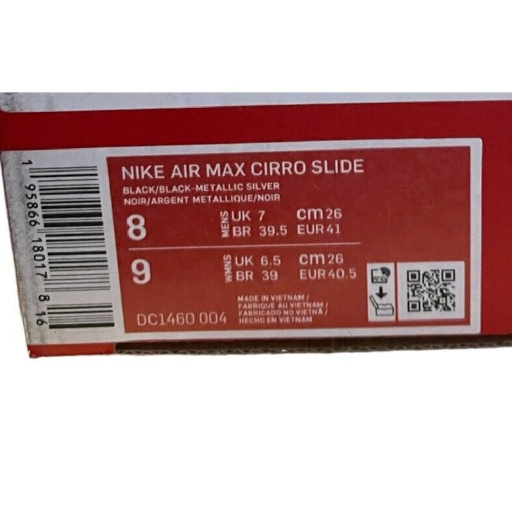 Nike Air Max Cirro Slides Black DC1460-004 Metallic Silver Sizes Men's 8 Wmns 9 - Picture 8 of 8